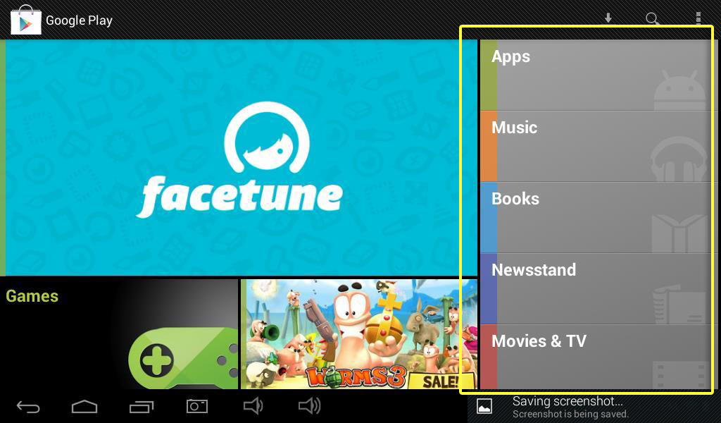 Step 25 – You should now be successfully logged into the Play Store, now we need to ensure the Google Play Store is up to date if your screen has a list of buttons down the right of the screen as circled above please continue following the instructions, if you see the screen shown in Step 30 then continue the instructions from Step 30.