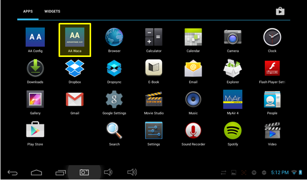 Step 5 – Find & press the app called AA Waca